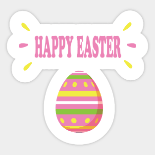 Happy Easter in Green Pink Yellow & White Sticker